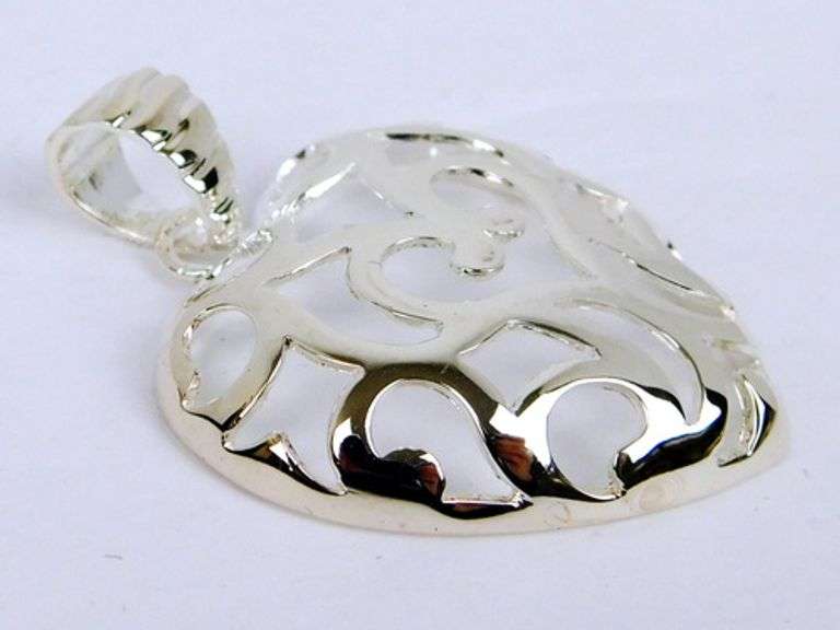 Italian Milor Sterling Open Work Heart Pendant
