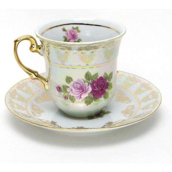 24K European Porcelain 17 Piece Tea and Coffee Set
