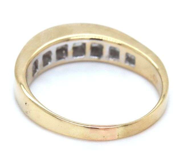 14kt Yellow gold 1ctw princess cut channel set dome band