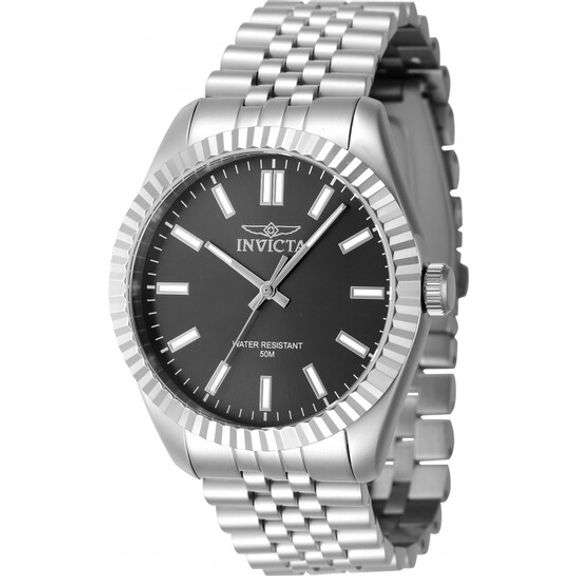 Invicta Specialty Men's Quartz Watch – Black Dial Stainless Steel Bracelet