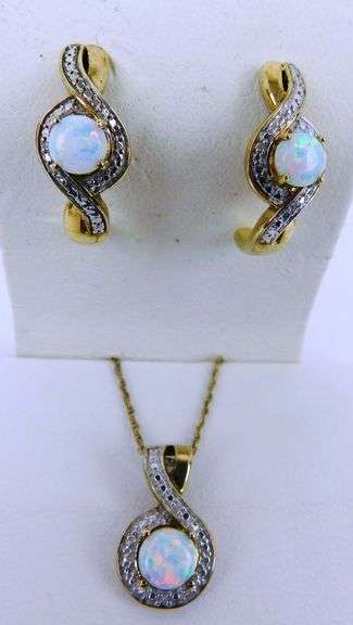 Sterling Opal Necklace & Earrings