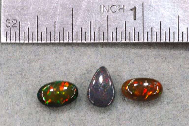 Natural Black Opal Cabochons - Lot of 3