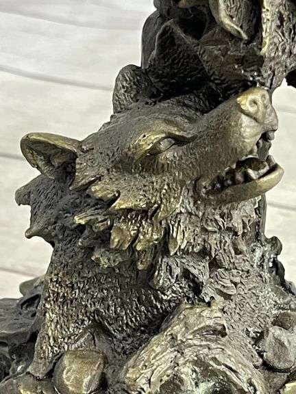 Legend Indian Chief with Wolf and Eagle Bronze Sculpture