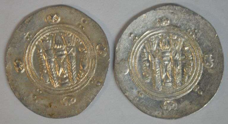 2 Scarce Mint State Tabaristan Silver Hemidrachma, 740-793 AD