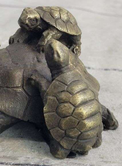 Turtle Family Bronze Figurine