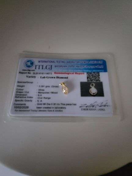 Certified Yellow Gold Lab Diamond Pendant