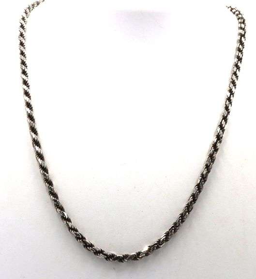 Vintage 925 sterling silver rope chain necklace
