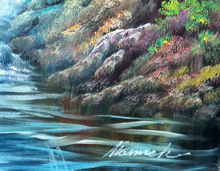 UNIQUE  PAINTING OF  WATERFAL ON   CANVAS