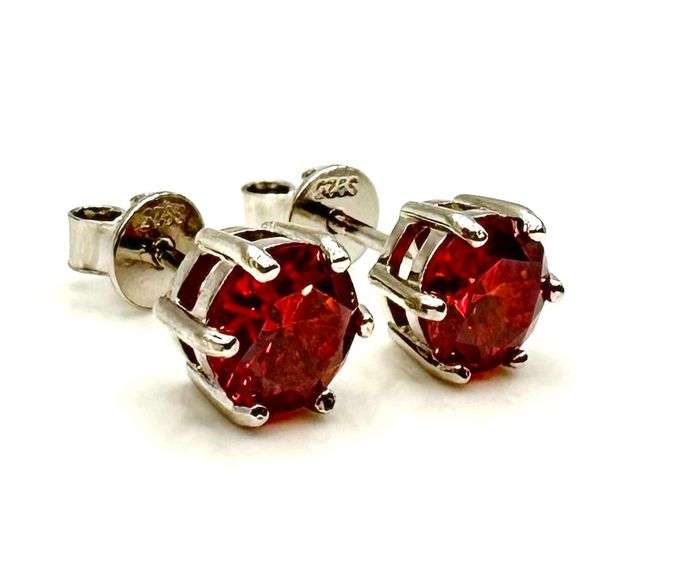 Stunning White Gold Plate 2 Ctw Simulated Padpaparacha Sapphire Earrings