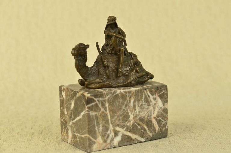 Arab Man Camel Rider Bronze Sculpture