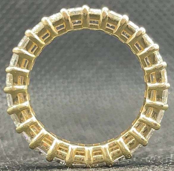 4.00 Carat T.W. Emerald Eternity Diamond Ring In 18K Yellow Gold Prong Set