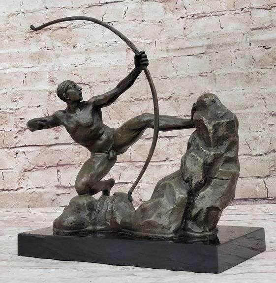 A Man With Bow Bronze Sculpture