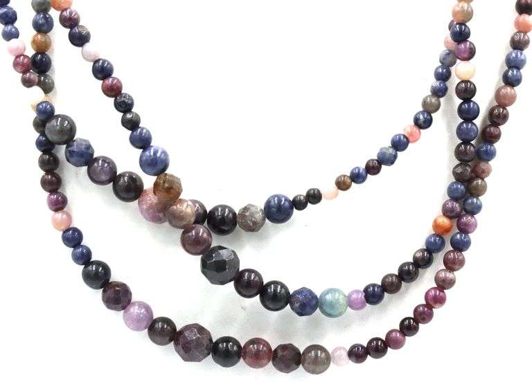 Multi color gemstone 3 strand necklace