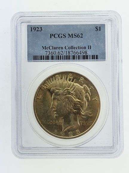 1923 Silver Peace Dollar, PCGS MS62 Toned