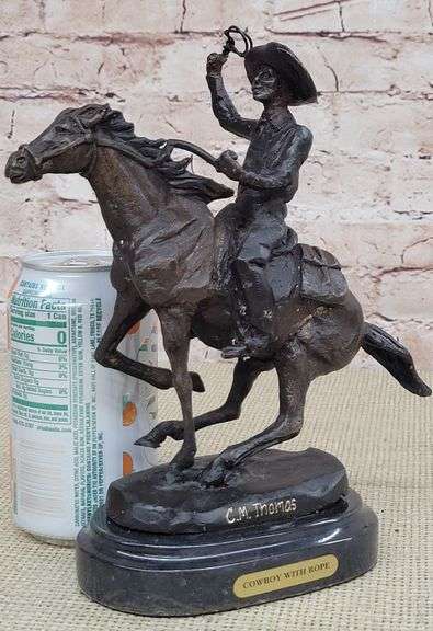 Cowboy on Horse Western Old West Bronze Sculpture