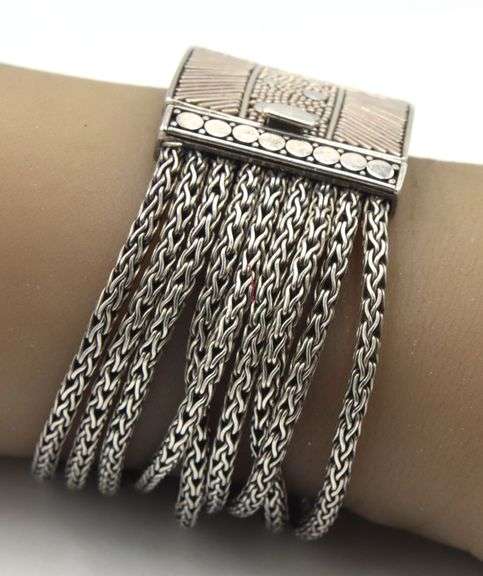 925 Sterling silver multi row wheat bracelet