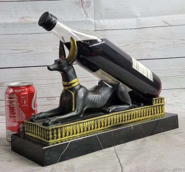 Win Holder Egyptian Anubis Jackal Bronze Sculpture