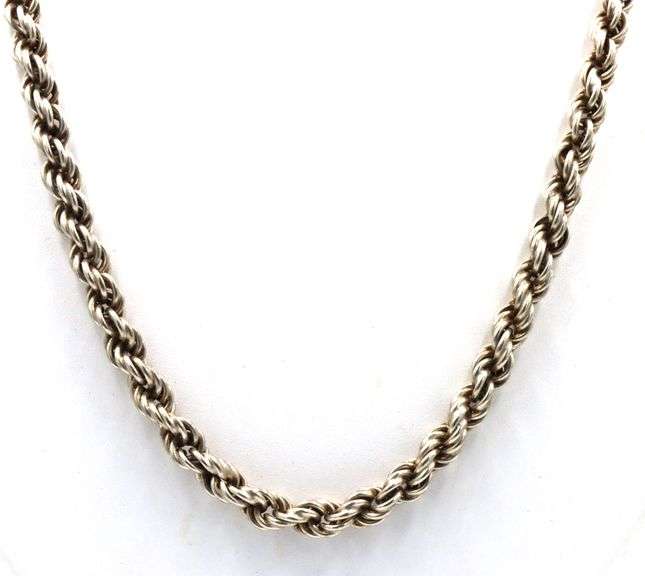 Heavy Vintage 925 sterling silver rope chain necklace