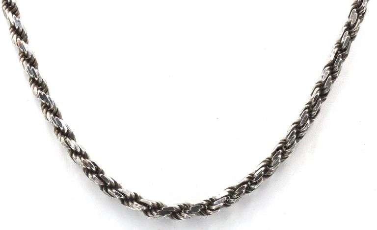 Vintage 925 sterling silver rope chain necklace