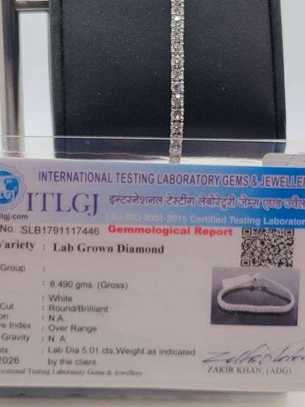 14k White Gold Certified Lab Diamond Bracelet