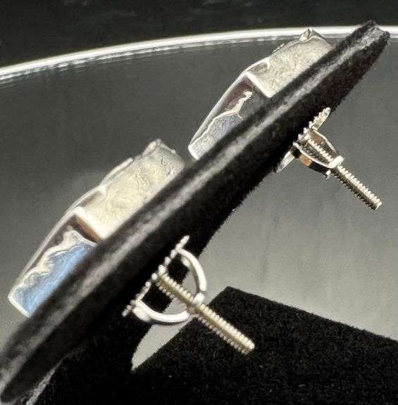 14K White Gold Princess Cut Diamond Cluster Earrings of 1.00 CT