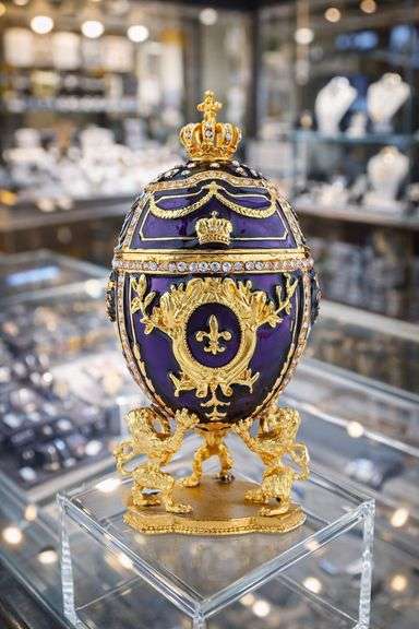Hand Painted Purple Faberge Style Trinket Box