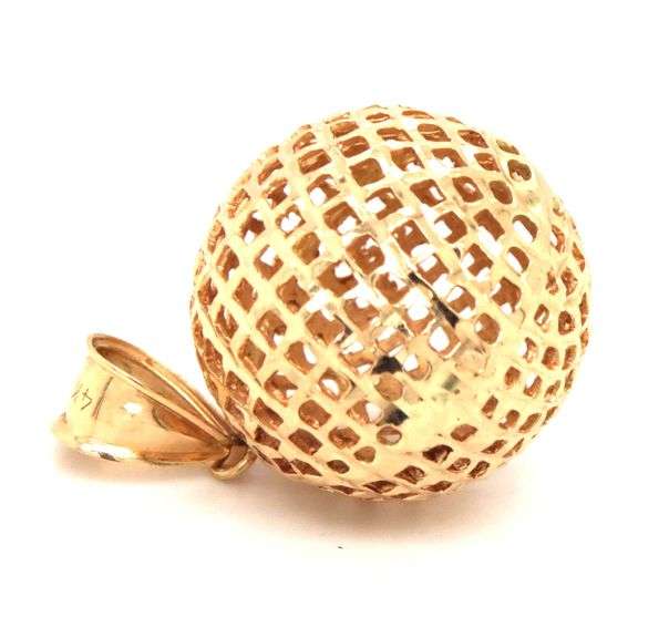 Fun 14K YG Pierced Sphere Pendant