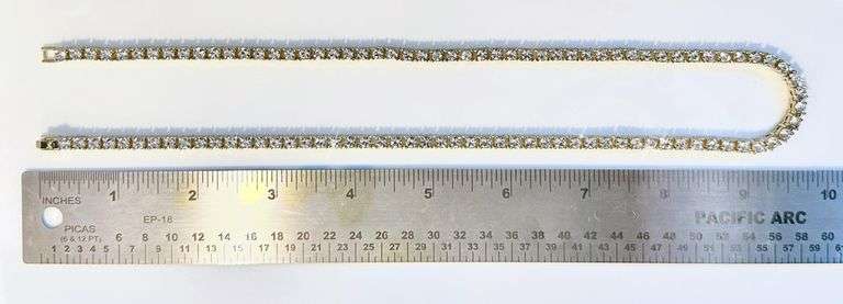 Sparkling 14 Kt Yellow Gold Plated 36 Ctw Simulated Diamond Tennis Necklace