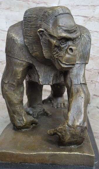 Mighty Brazilian Gorilla in Jungle Bronze Sculpture