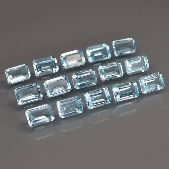 Matched! 15 piece 11.28ct full fire sky blue Topaz set
