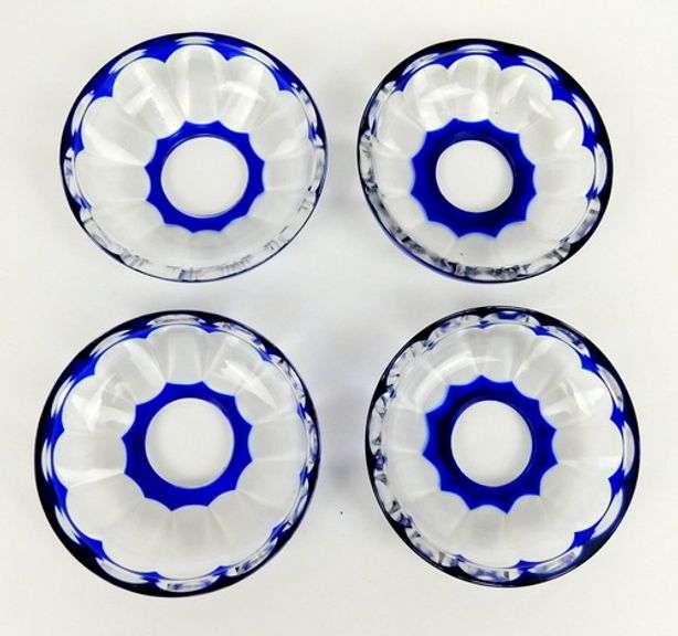 4 Cut to Clear Crystal Cobalt Bobeches