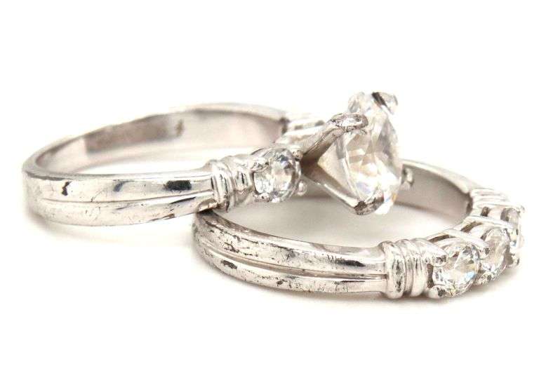 925 Sterling silver round cut cubic zirconia bridal set