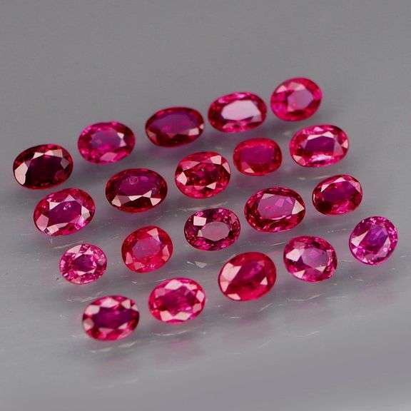 Real! Top crystal! 2.81ct 20 piece Ruby set! UNTREATED!!!