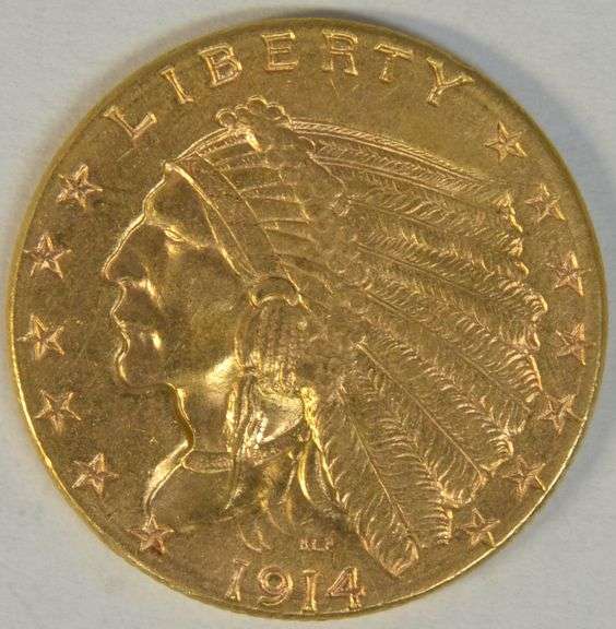 Scarce BU 1914-D $2.50 Indian Head Gold Quarter Eagle – Denver Mint – Brilliant Uncirculated