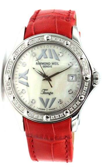 Raymond Weil Tango pearl diamond dial and bezel watch