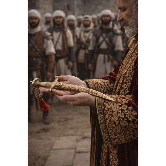 Medieval-Style Ceremonial Sword with Brass Sheath