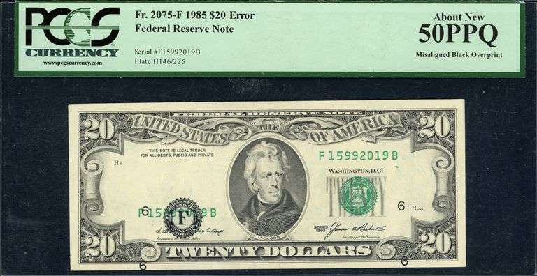 1985 $20 Federal Reserve Note Fr. 2075-F (Atlanta) FB Block