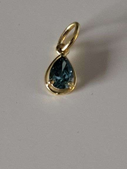 Certified Yellow Gold Blue Lab Diamond Pendant