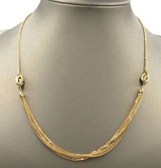 10kt Yellow gold multi layer chain wheat chain necklace