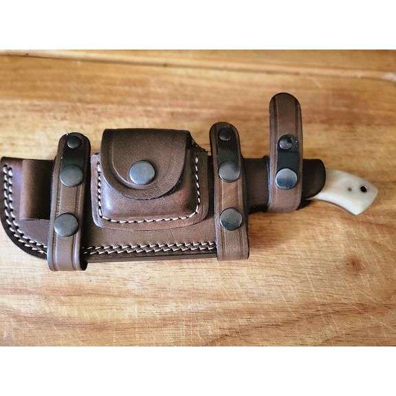 Damascus Steel Fixed Blade Hunting Knife with Bone Handle