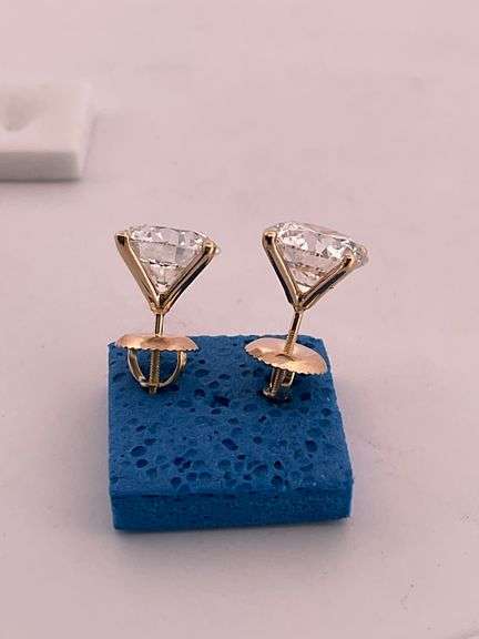 4.00 CARATS DIAMOND STUDS, BRAND NEW, 14K YELLOW GOLD