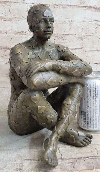 Man with Poker Outfit Bronze Sculpture