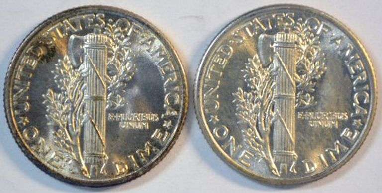 Gorgeous Gem BU 1937 & 1938 Mercury Dimes. FSB