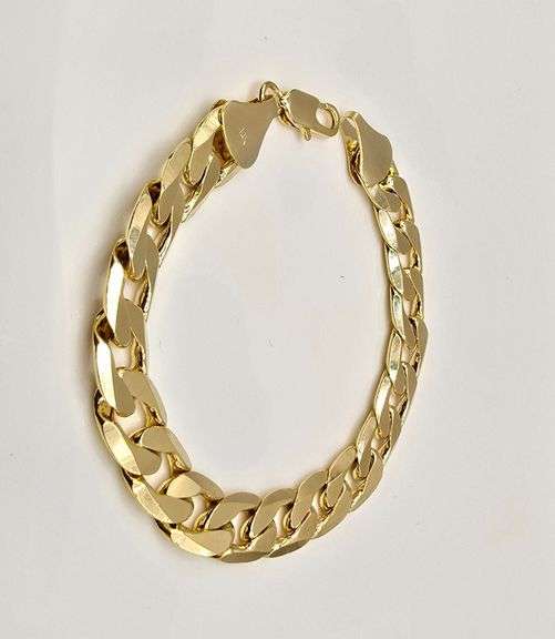 Strong 35.1 Gram 14 Kt Gold Plate Cuban Link Bracelet