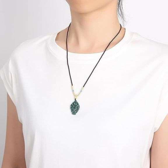 Natural Green Jade Nine Tailed Fox Pendant Amulet