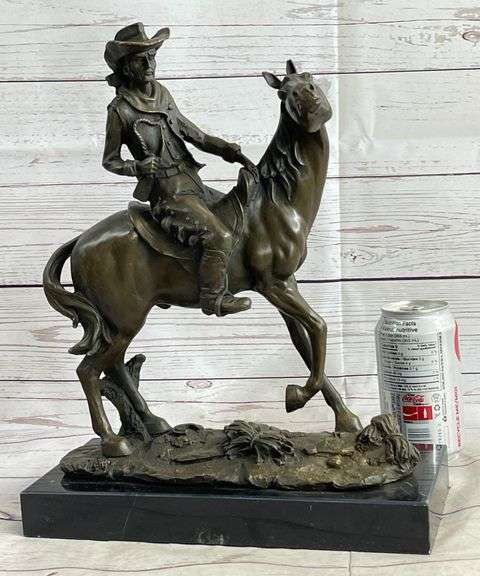 Cowboy with Faithfull Horse Bronze Sculpture