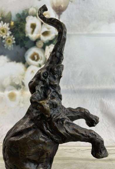 Lucky Trunk up Happy Elephant Bronze Sculpture