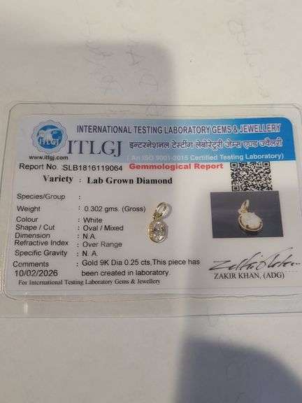 Certified Yellow Gold Lab Diamond Pendant