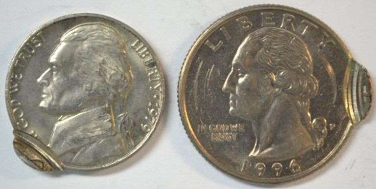 Double Struck 1979 Jefferson 5c & 1996 Washington Quarter Errors Uncirculated Unc
