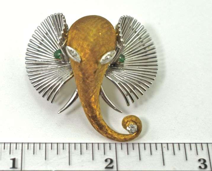 Art Nouveau-Inspired 18K Elephant Brooch